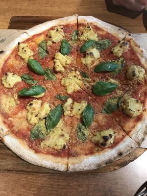 Vegan cheese pizza. Nothing to write home about, but it was tasty and filling. at Wheatfields in Abu Dhabi