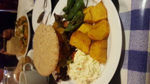 Veggie burger  at El Estragon Vegetariano in Madrid