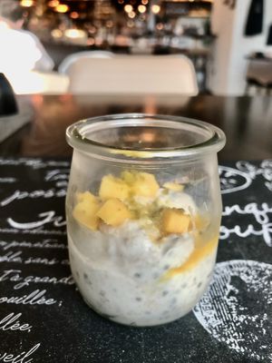 Coconut mango chia pudding   at Café 302 in Abu Dhabi