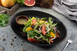 Balsamic-glazed roasted beets salad with orange, grapefruit, shaved fennel, toasted sunflower seeds & passion fruit dressing at Café 302 in Abu Dhabi