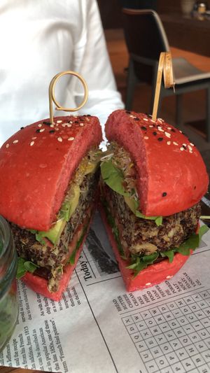 Quinoa and white Bean Burger at Café 302 in Abu Dhabi