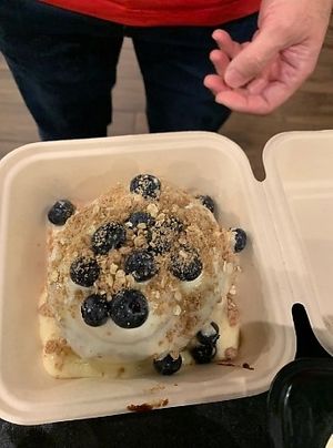Banana Cream with Blueberries and Pie Crumble at Cinnaholic in Boca Raton