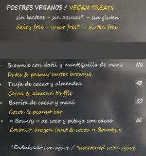 vegan Treats from counter fridge at La fuente de chocolate in San Juan Del Sur