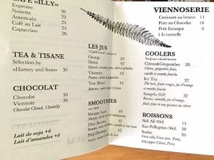 menu at El Tropic in Rabat