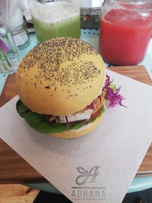 Burger at Adhana in Santiago