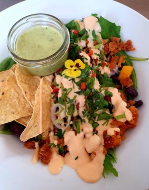 Taco bowl at Adhana in Santiago