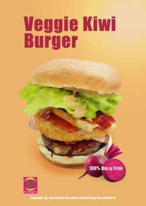 This is our most popular Veggie Kiwi Burger at Da Bomgerie Burger in Sydney