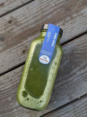Power greens in-house juice with cucumber, celery, mixed greens, and lemon at Great Basin Community Food Co-op in Reno