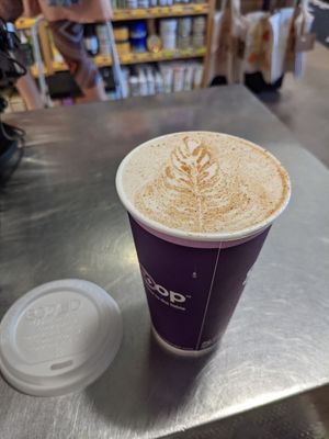 Chai latte w/ house made almond milk from coffee shop upstairs No City at Great Basin Community Food Co-op in Reno