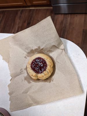 Seasonal almond thumbprint cookie with jam from Latin Farms at Great Basin Community Food Co-op in Reno