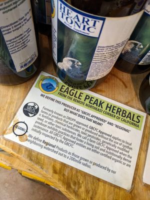 Signs to educate customers around store at Great Basin Community Food Co-op in Reno