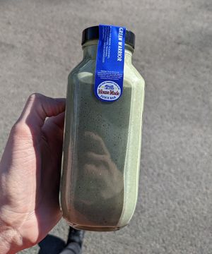 Green warrior smoothie with cashews, almond butter, banana, and vitamineral green powder at Great Basin Community Food Co-op in Reno