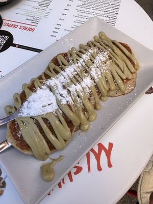 Vegan pancakes with pistachio cream  at Vacanze Romane in Santander