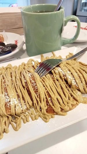 Tortitas veganas con crema vegana de pistacho. Deliciosas. at Vacanze Romane in Santander