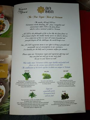 Vegan menu  at Madame Mai in Jakarta