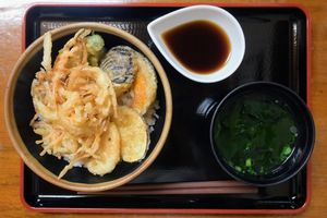 Tempura-don (rice bowl) with kelp soup. at Flowers - Tachibana in Hiroshima