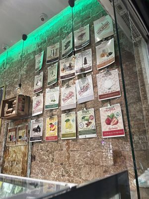 Full wall menu  at Oggi in Barcelona