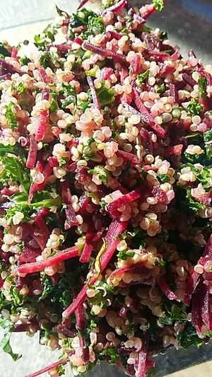 Vegan salad with quinoa kale pulpe carottes.
100% organic  at Organic Epicerie in Chamonix-mont-blanc