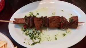 Vegan pincho at Lechonera El Coqui in Jacksonville