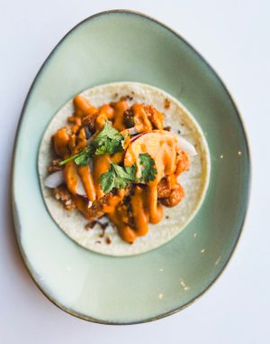Sweet Potato Taco, with our housemade Chile Lime Aioli  at Hook & Lime in Omaha