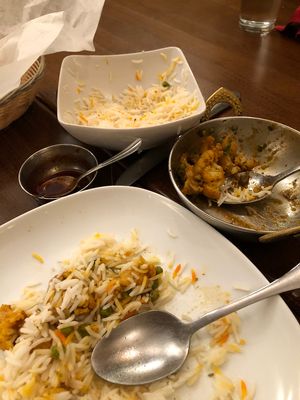 Vegan entree with cauliflower and peas at Guru's in Newtown