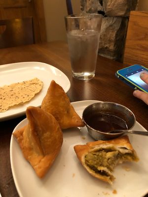 Samosas (they have vegan Naan too!!!) at Guru's in Newtown
