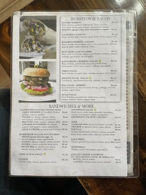 Menu at Cafe de Nucallacta in Cuenca