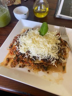 Lasaña at Govindas Hare Krishna in Valparaiso