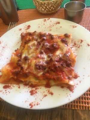 Lasagna  at Govindas Hare Krishna in Valparaiso