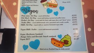 Vegan menu at Skarlett's Cafe in Battle