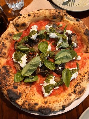 Eggplant and vegan ricotta pizza   at Pizza Madre in Marrickville