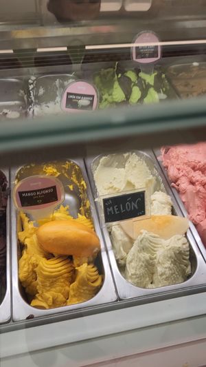 Limón con albahaca, After Eight, Mango alfonso, Melón, at Yummy Helados in Malaga