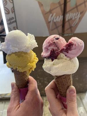 Lemon & Mango; Amarena-Coconut & sugarfree vanilla   at Yummy Helados in Malaga