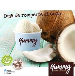 handmade ice cream made with coconut milk. We make our own coconut milk, to make it more natural. at Yummy Helados in Malaga