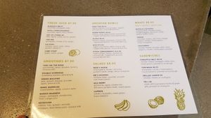Menu at High Tide Juice Co. in Westerly