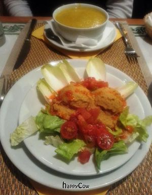 Leek and Potato cream and Rice with Vegetables at Tribunal in Madrid