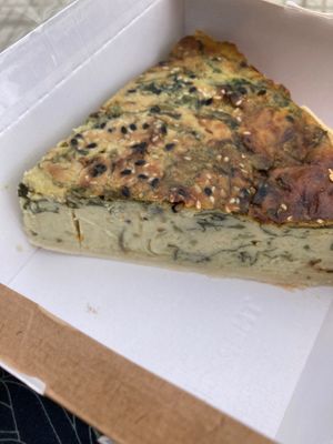 My portion of vegan and gluten free quiche, with tofu and vegetables  at Plan Bakery Cafe in Tenerife