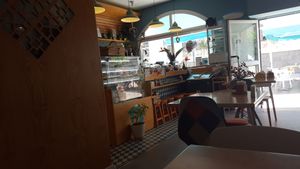 sitting inside at Plan Bakery Cafe in Tenerife