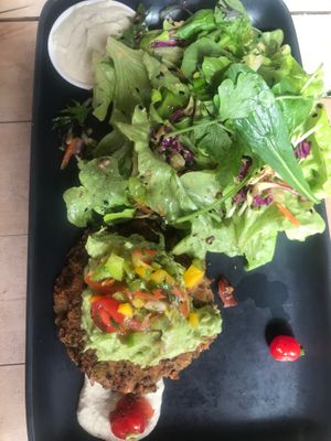 Vegan Burger without bun at Toad Hall in Motueka