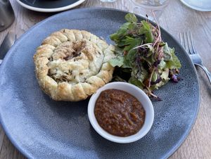 Yellow curry pie   at Toad Hall in Motueka