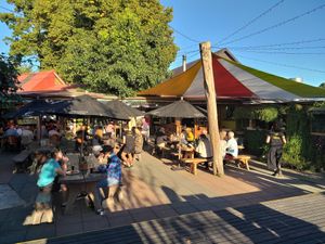 Backyard and terrace at Toad Hall in Motueka