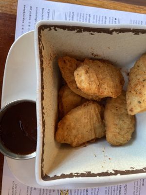 plant based nuggets with smoke sauce. at Bareburger in Bayside