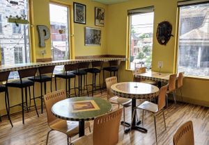 Inside at Laughing Planet Cafe in Bloomington