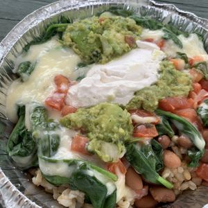 Spinach burrito bowl!! at Laughing Planet Cafe in Bloomington