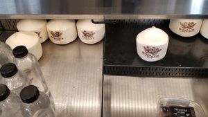 Embossed coconuts at SunLife Organics in West Los Angeles