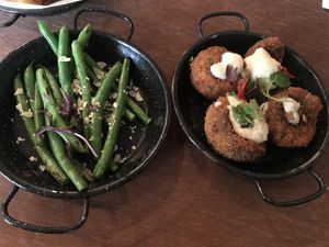 Vegan deep fried mushrooms, green beans at Mexico - Ponsonby  in Auckland