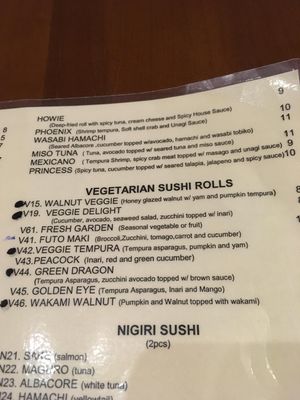Menu at Raku Sushi in West Sacramento