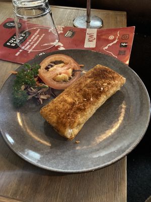 Vegan sausage roll  at Full of Beans Cafe in Franz Josef Waiau