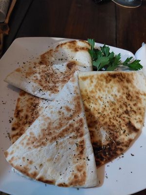 quesadilla with tomato sauce at Butterflies and Hurricanes in Thessaloniki