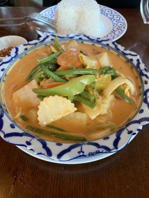 Red curry with veggies 😊  at Siam House in Bloomington